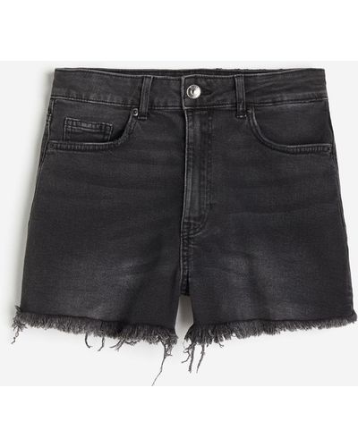 H&M Jeansshorts High Waist - Schwarz