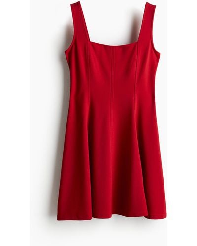 H&M Jerseykleid mit Karree-Ausschnitt - Rot