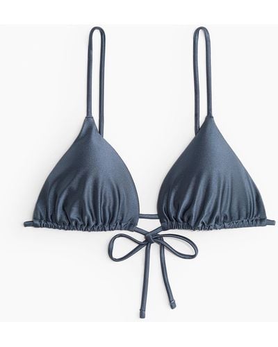 H&M Wattiertes Triangel-Bikinitop - Blau