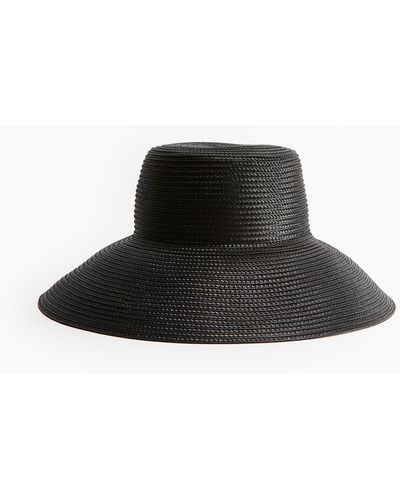 H&M Chapeau de paille à bord rabattu - Noir