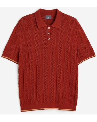 H&M Poloshirt im Häkellook Regular Fit - Rot