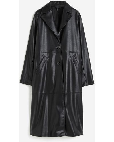 H&M Einreihiger Mantel mit Coating - Schwarz