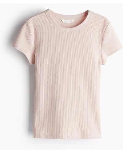 H&M Geribd T-shirt - Roze