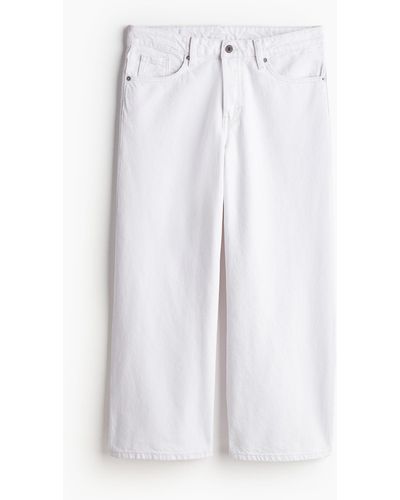 H&M Baggy Wide Low Ankle Jeans - Blanc