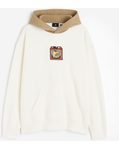 H&M Hoodie imprimé Relaxed Fit - Blanc
