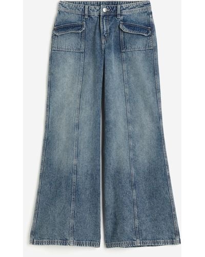 H&M Wide Regular Jeans - Bleu