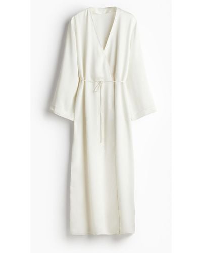 H&M Robe de chambre en satin - Blanc