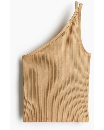H&M Rib-knit one-shoulder top - Natur