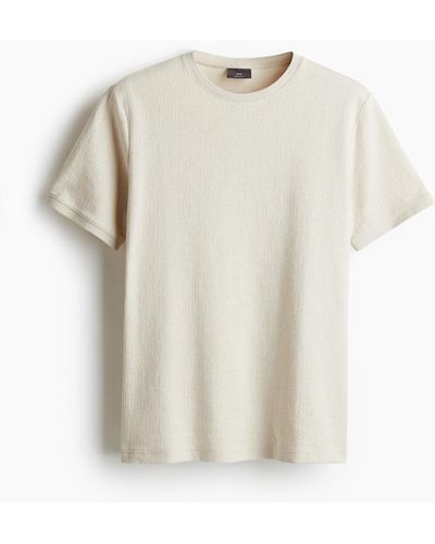 H&M T-Shirt mit Struktur in Regular Fit - Weiß
