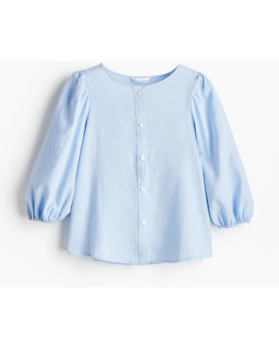 H&M Blouse en lin mélangé - Bleu