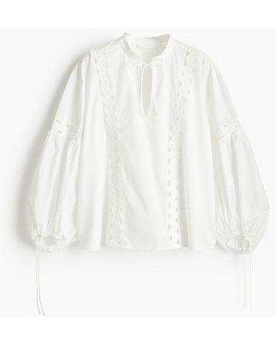 H&M Bluse mit Stickerei - Weiß