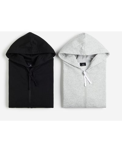 H&M Lot de 2 vestes à capuche zippées Loose Fit - Noir