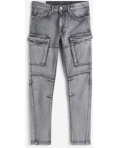 H&M Slim Cargo Jeans - Grau