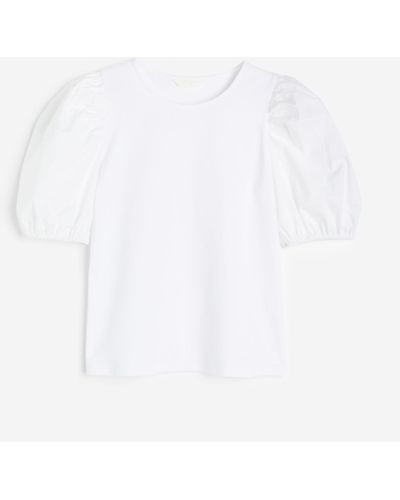 H&M Shirt mit Puffärmeln - Weiß