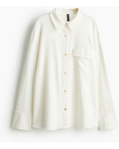 H&M Hemdbluse aus Leinenmix - Weiß