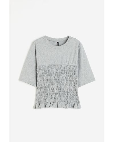 H&M Gesmoktes Shirt - Grau