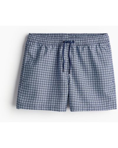 H&M Borg Print Swim Shorts - Blauw