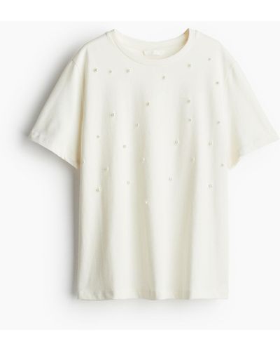 H&M Embellished T-shirt - Weiß
