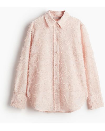 H&M Structuurgeweven Overhemdblouse - Roze
