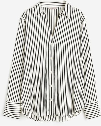 H&M Bluse mit V-Ausschnitt - Weiß