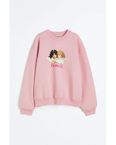 H&M Sweatshirt Mit Rundem Ausschnitt Rosa - Pink