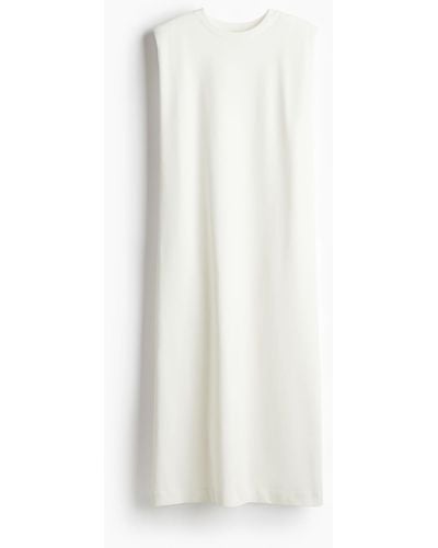 H&M Ärmelloses Kleid mit Schulterpolstern - Weiß
