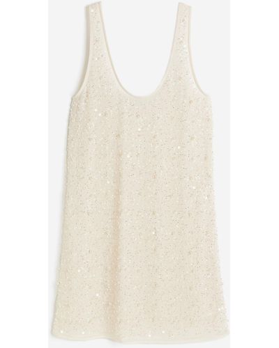 H&M Mini-jurk Met Kralenborduursel - Wit