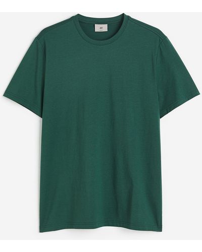 H&M T-Shirt aus Pima-Baumwolle Slim Fit - Grün