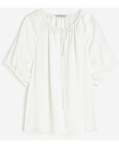 H&M Oversized Bluse zum Binden - Weiß