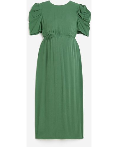 H&M MAMA Crêpe-Kleid mit Puffärmeln - Grün