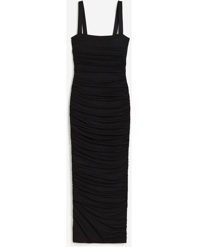 H&M Ruched Sleeveless Maxi Dress - Zwart