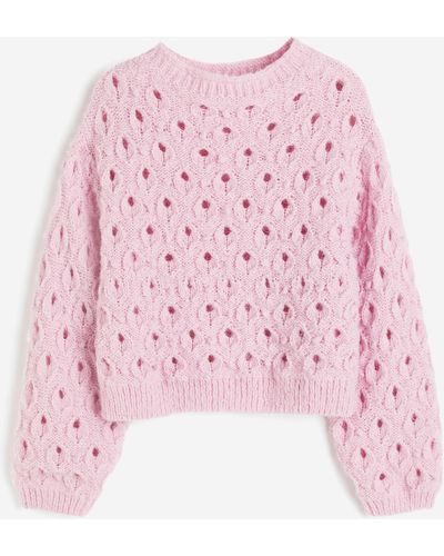 H&M Pullover in Ajourstrick - Pink