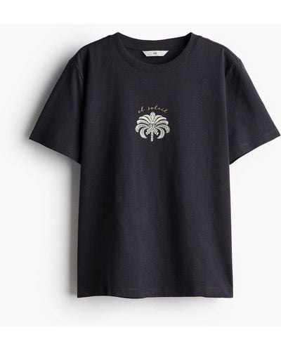 H&M T-Shirt aus Baumwolle - Schwarz