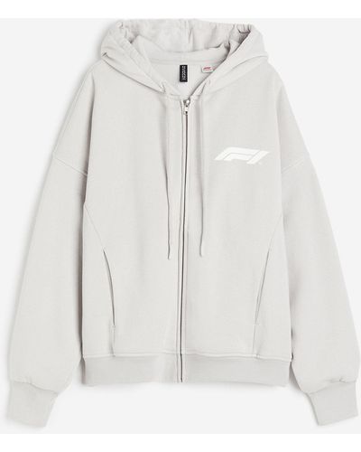 H&M Oversized Hoodiejacke mit Print - Weiß