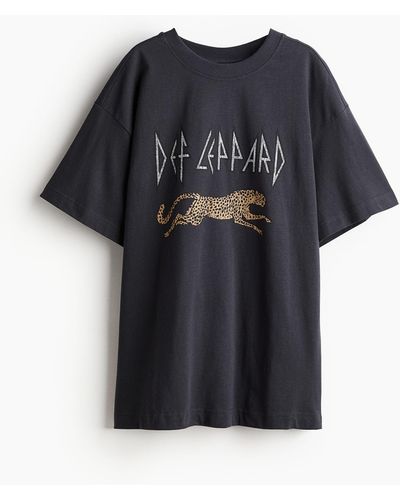 H&M Langes T-Shirt mit Druck - Schwarz