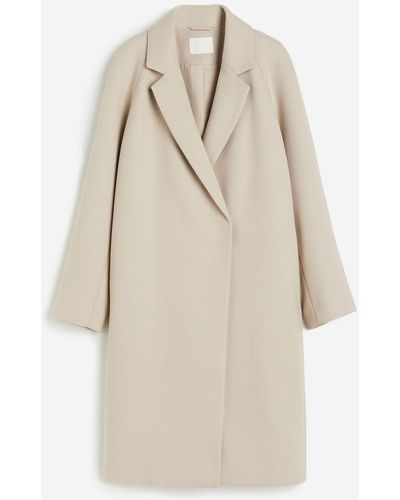H&M Double-breasted Midi-jas - Naturel
