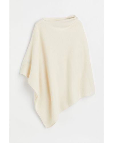 H&M Fijngebreide Poncho Van Kasjmiermix - Wit