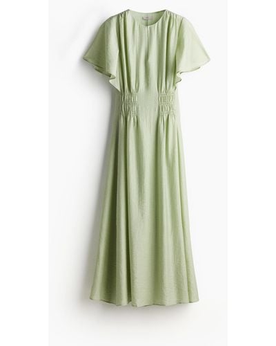 H&M Maxi-jurk Met Gesmokte Taille - Groen