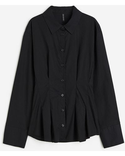 H&M Taillierte Bluse aus Popeline - Schwarz