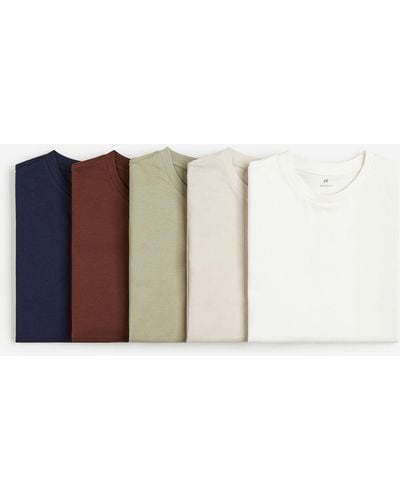 H&M Lot de 5 T-shirts Regular Fit - Blanc