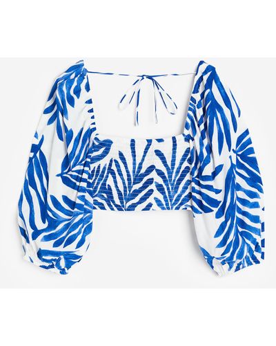 H&M Cropped Bluse - Blau