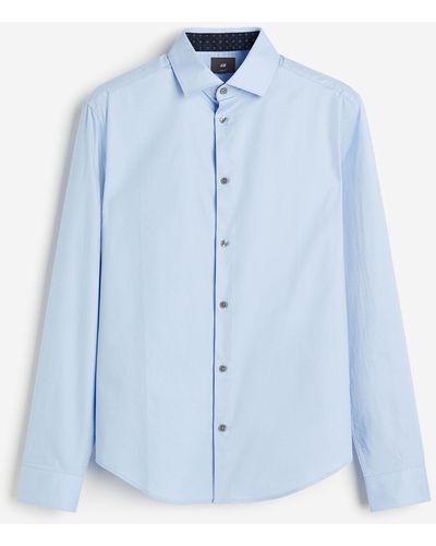 H&M Chemise Slim Fit en coton premium - Bleu