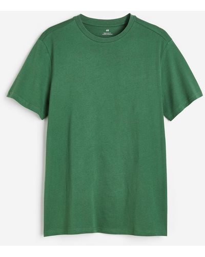 H&M T-Shirt mit Rundausschnitt Regular Fit - Grün