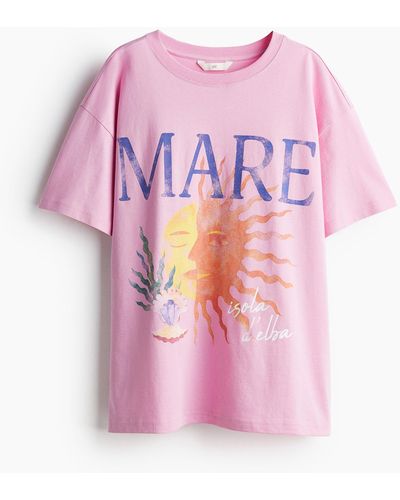H&M T-Shirt mit Print - Pink
