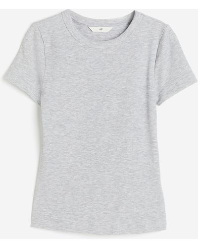 H&M T-shirt côtelé en modal mélangé - Blanc