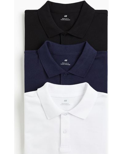 H&M 3er-Pack Shirts in Regular Fit - Blau
