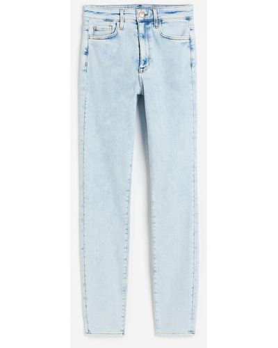 H&M True To You Skinny Ultra High Ankle Jeans - Blau