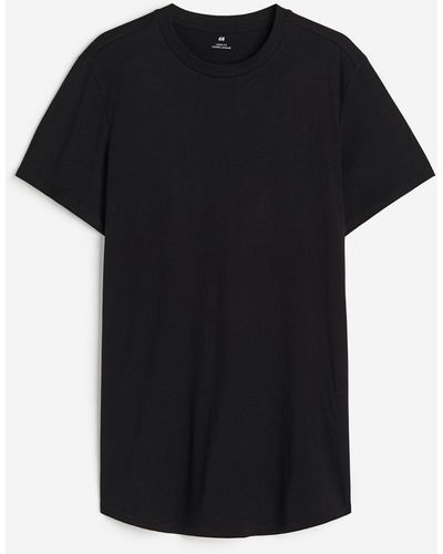 H&M T-Shirt Long Fit - Schwarz