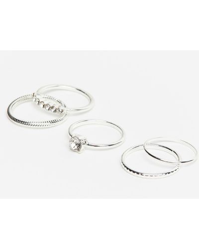 H&M Set Van 5 Metalen Ringen - Metallic