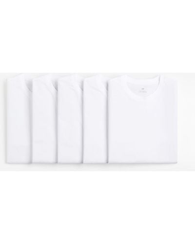 H&M 5er-Pack T-Shirts in Regular Fit - Weiß
